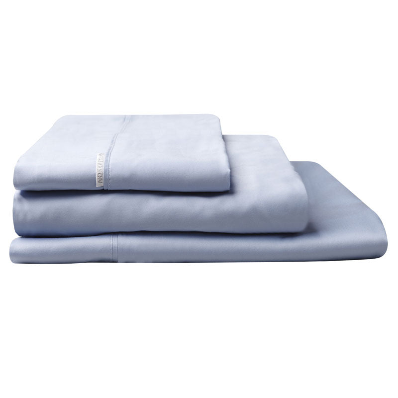Luxurious 100% Egyptian Cotton Sateen Bed Sheet Set with 400 Thread Count in Wedgwood Blue for Double Beds