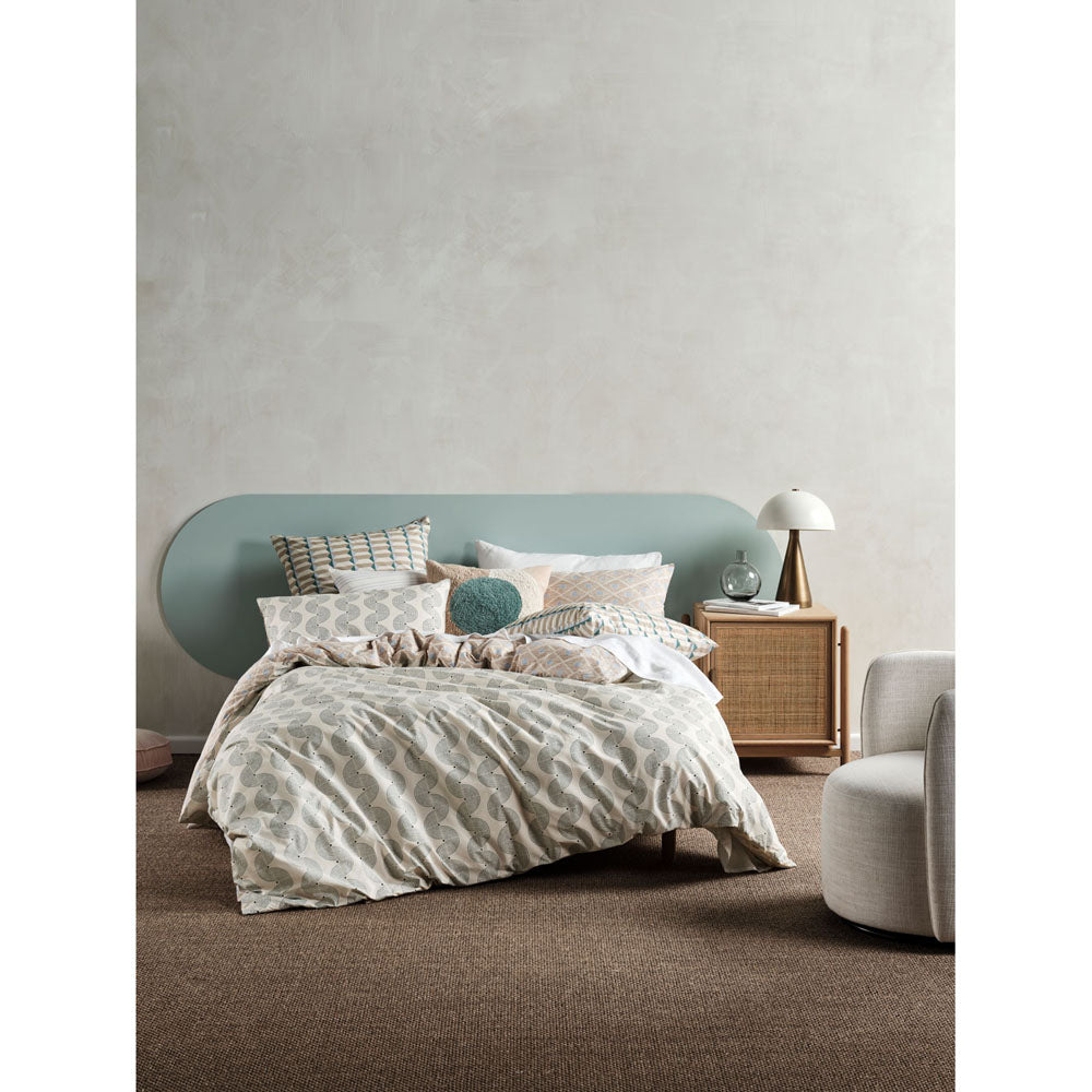 Linen House Aida Sky Reversible Geometric Print Double Bed Quilt Cover Set