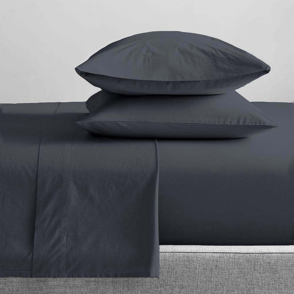 100% Certified Organic Cotton Percale Bed Sheet Set with 300 Thread Count in Turbulence Design for Long Single Beds