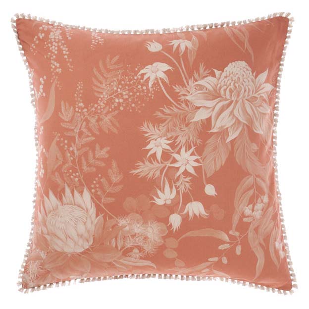 European-style Navy Linen Pillowcase from Acacia Garden Inspired by Australiana Floral Design