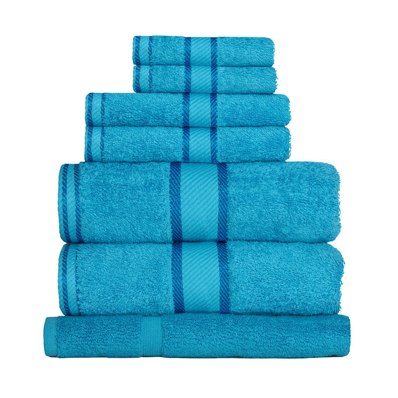 Luxurious 100% Cotton Aqua 7-piece Bath Sheet Towel Set