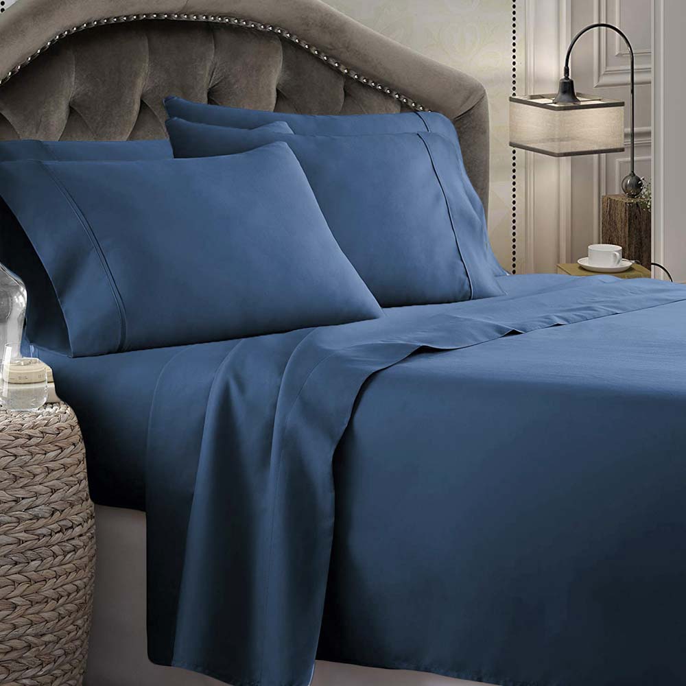 King Size 1800 Series Denim Microfibre Bed Sheet Set - Premium Quality for Your Bedroom