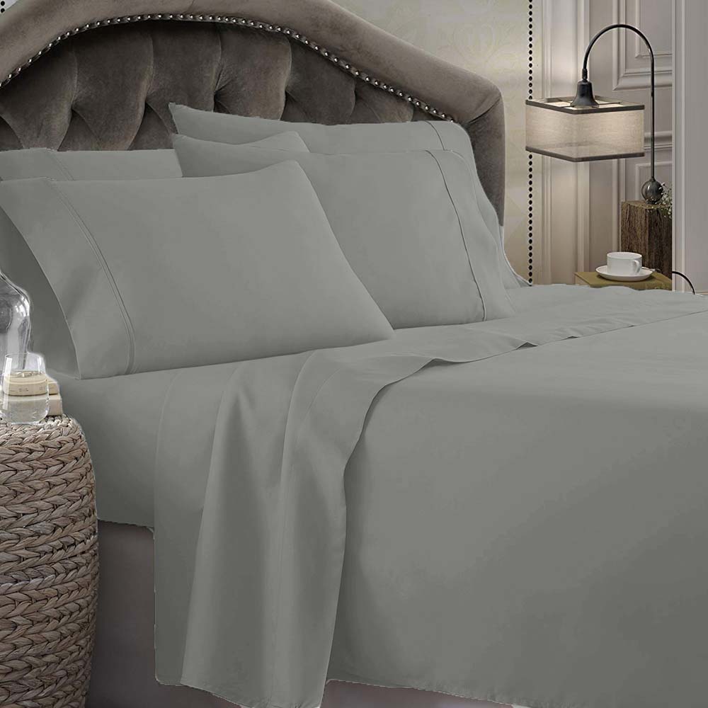 Grey 1800 Series Microfiber Bed Sheet Set for Queen - Sized Beds | Premium Linens