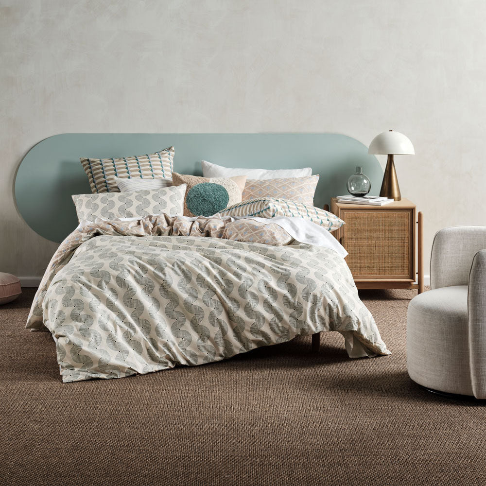 Linen House Aida Sky Reversible Geometric Print Double Bed Quilt Cover Set