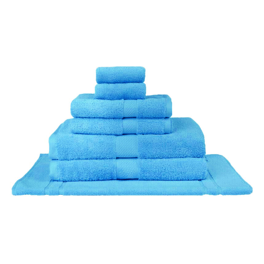 Premium 100% Combed Cotton Aqua 7 - Piece Bath Towel Set for Refreshing Bathroom Upgrade