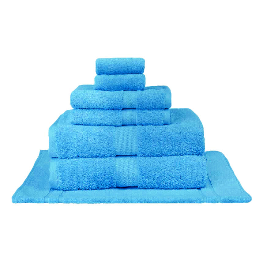 Soft 100% Combed Cotton Aqua 7 - piece Bath Sheet Towel Set