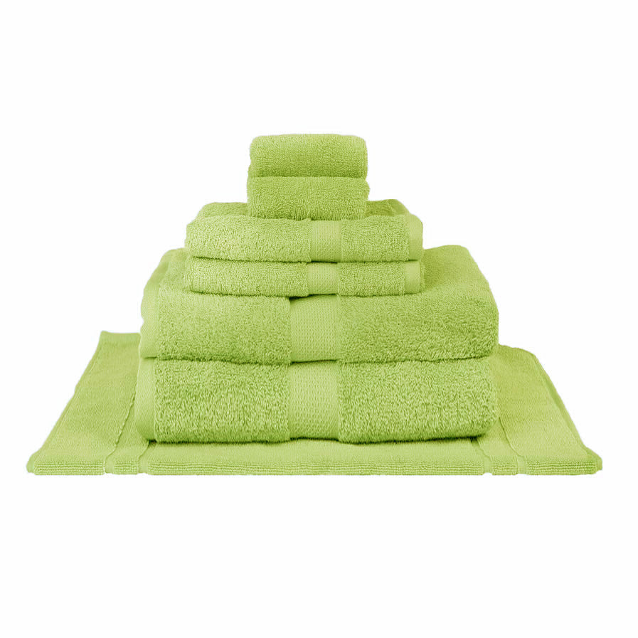 7-piece Lime Bath Sheet Set: 100% Combed Soft Cotton Towels