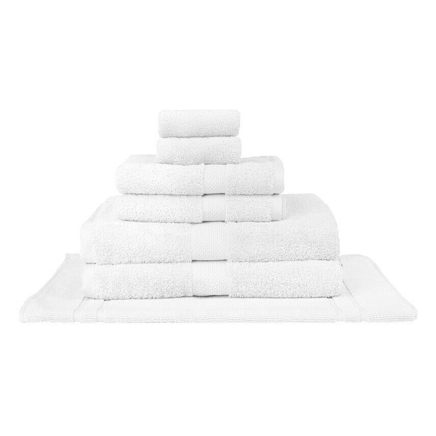 Premium 100% Combed Cotton White 7-piece Bath Towel Set for a Luxurious Bathroom Upgrade
