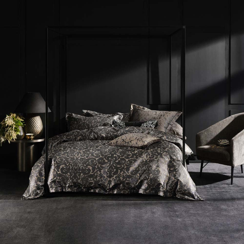 Luxurious Adalina Black Quilt Cover Set for Queen - Sized Bed, Ideal for Master Bedroom