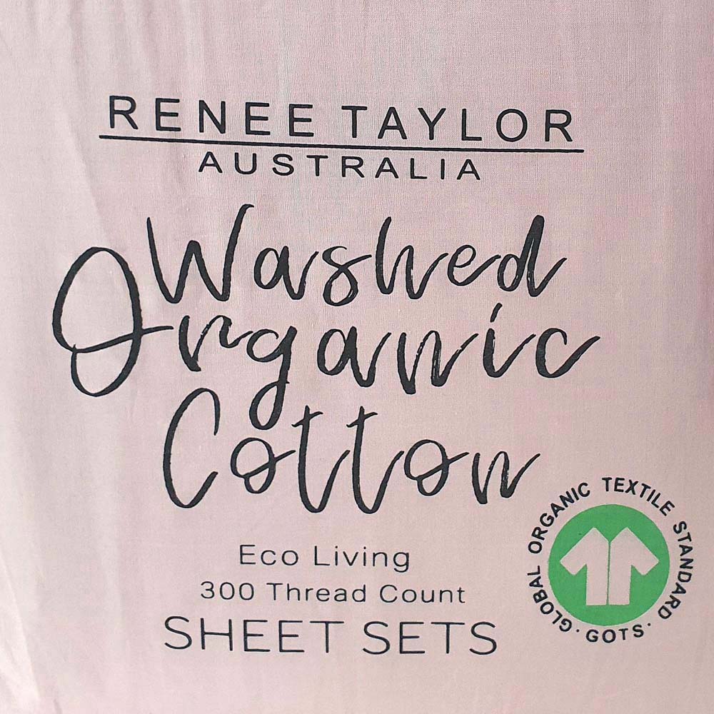 Double Bed 300TC 100% Organic Cotton Percale Sheet Set in Sepia Rose