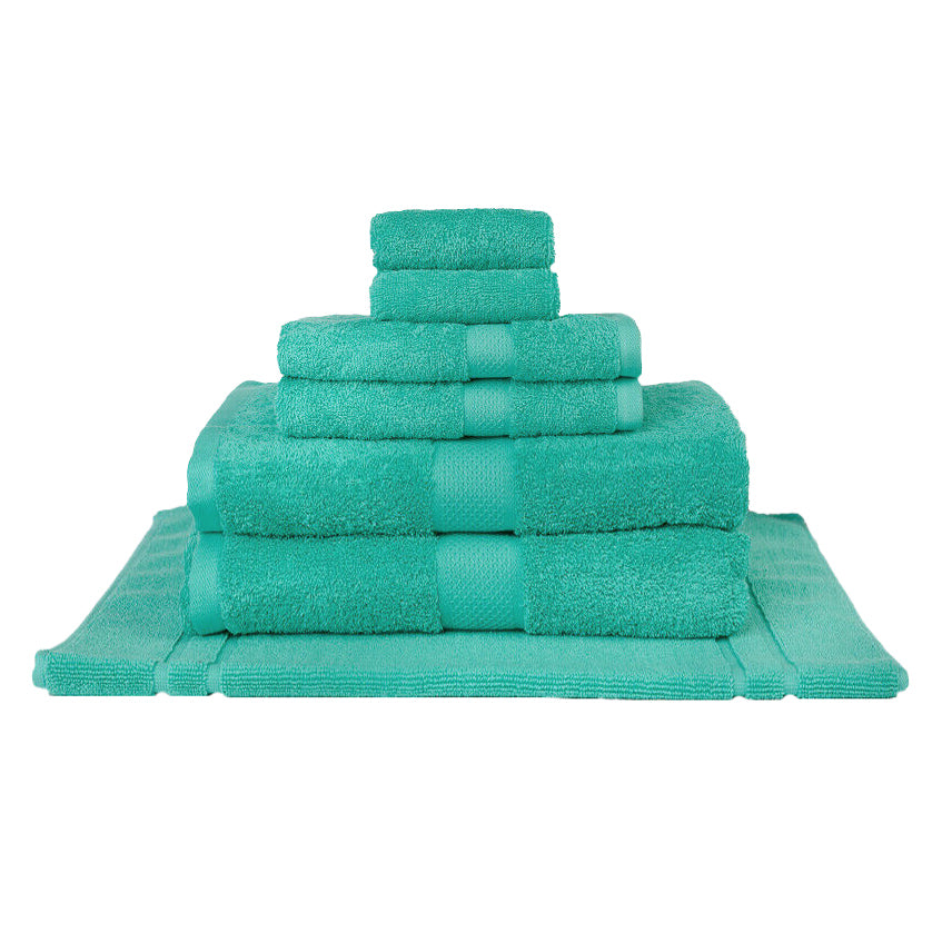 7-piece Turquoise Bath Sheet Set: 100% Combed Cotton for Luxurious Softness