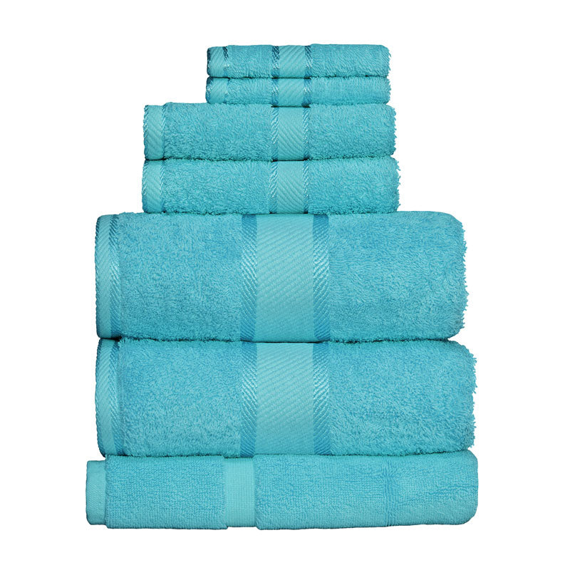 Luxurious 100% Pure Cotton Turquoise 7 - Piece Bath Sheet Towel Set
