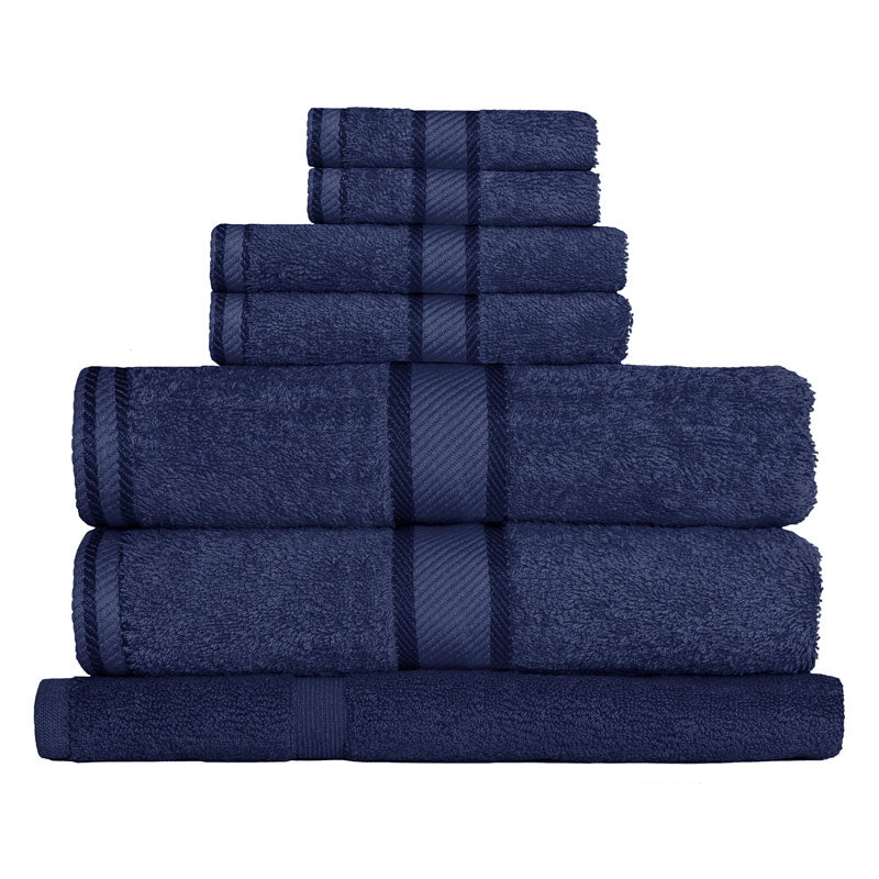 Premium 100% Combed Cotton Navy Blue 7-piece Bath Towel Set for Bathroom Refreshment