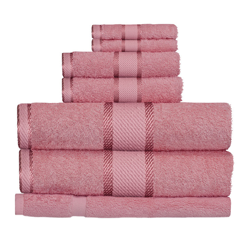Luxurious 100% Combed Cotton Rose Pink 7-piece Set of Bath Towels