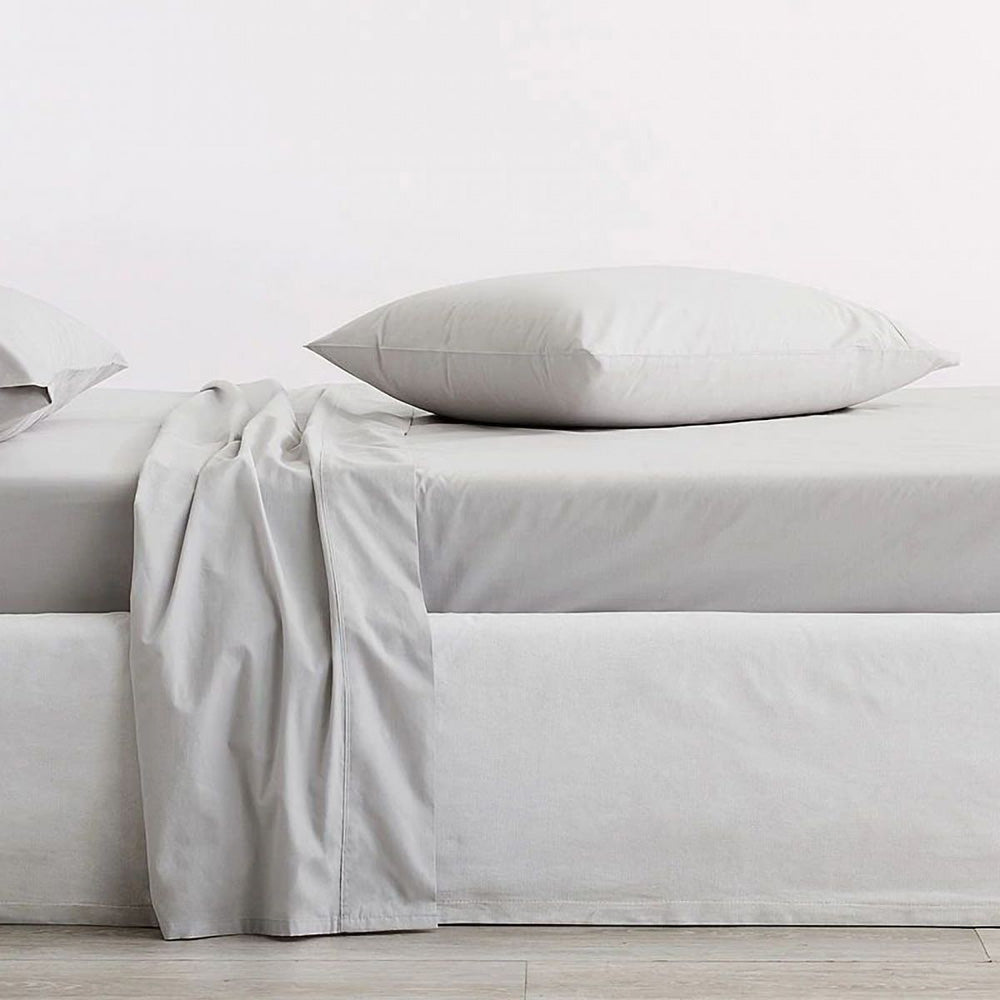 King Single 300TC Soft Organic Cotton Classic Percale Dove Sheet Set