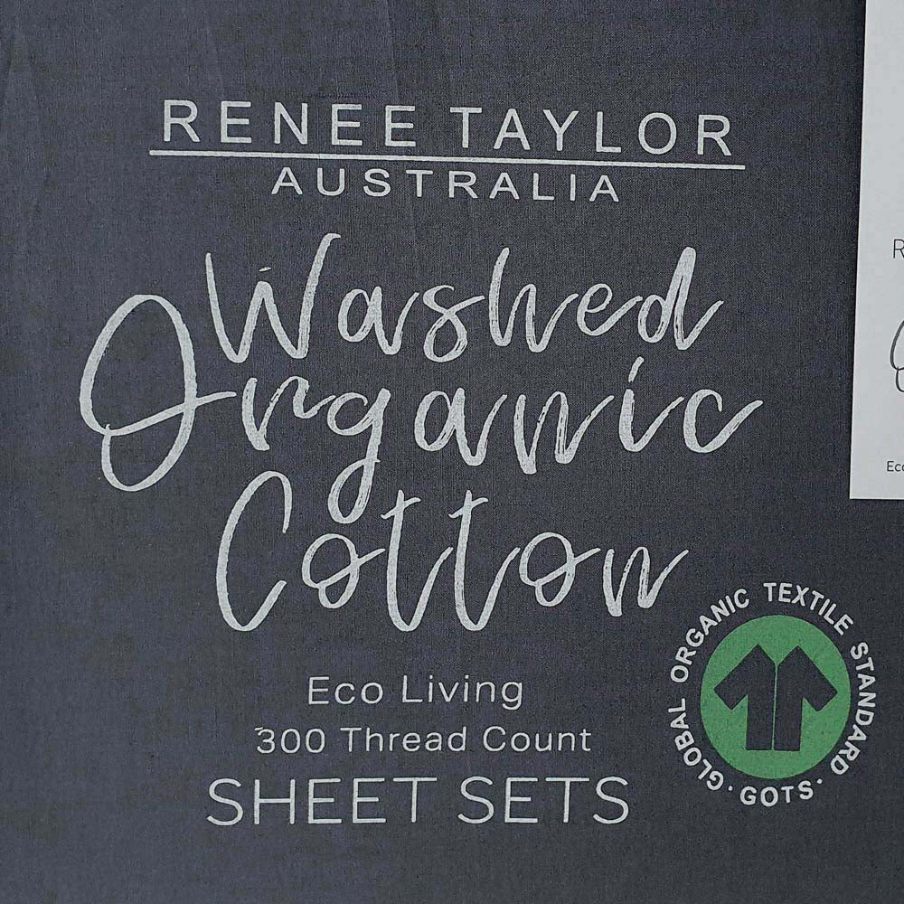 King Bed 300TC 100% Certified Organic Cotton Percale Sheet Set in Turbulence Design