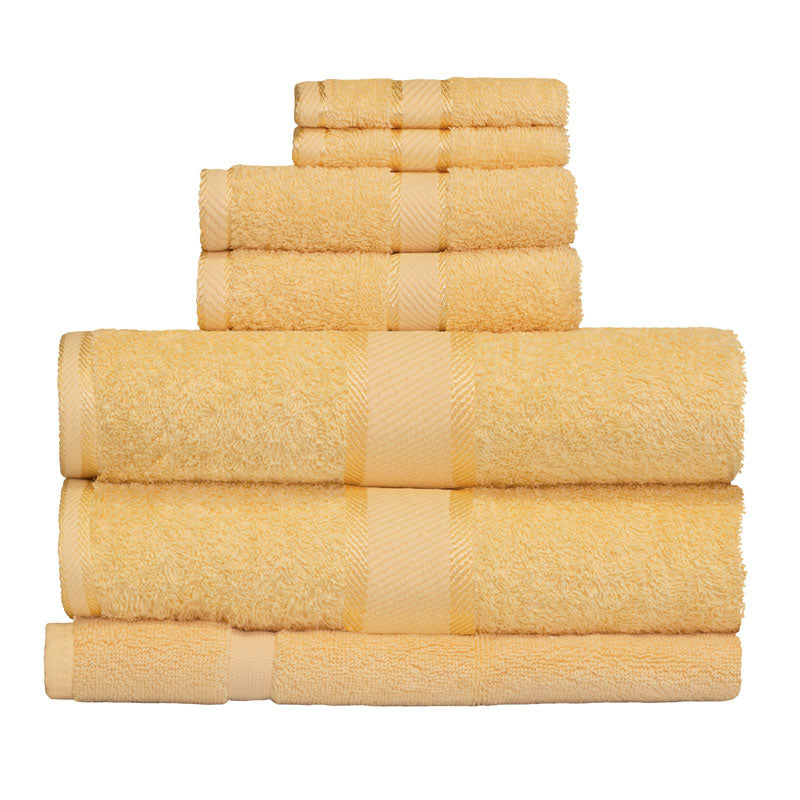 7-piece Set of Luxurious 100% Cotton Yellow Bath Towels
