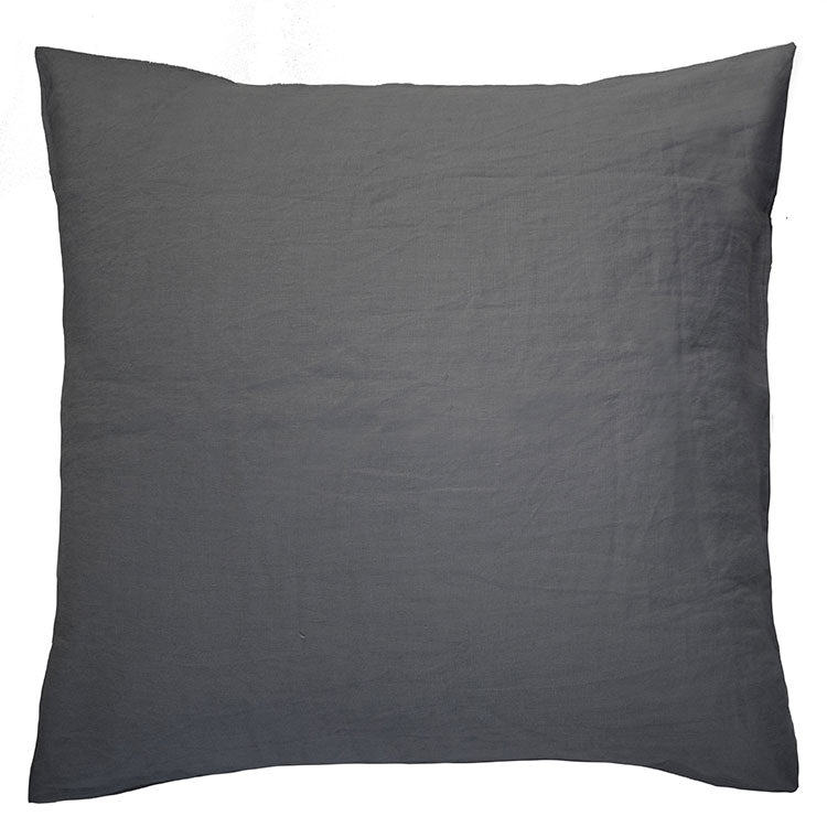 European-style 100% Linen Pillowcase in Charcoal Color