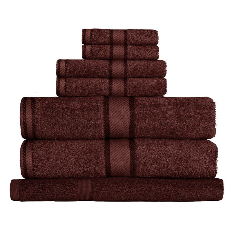 7-Piece 100% Combed Cotton Chocolate Bath Towel Set