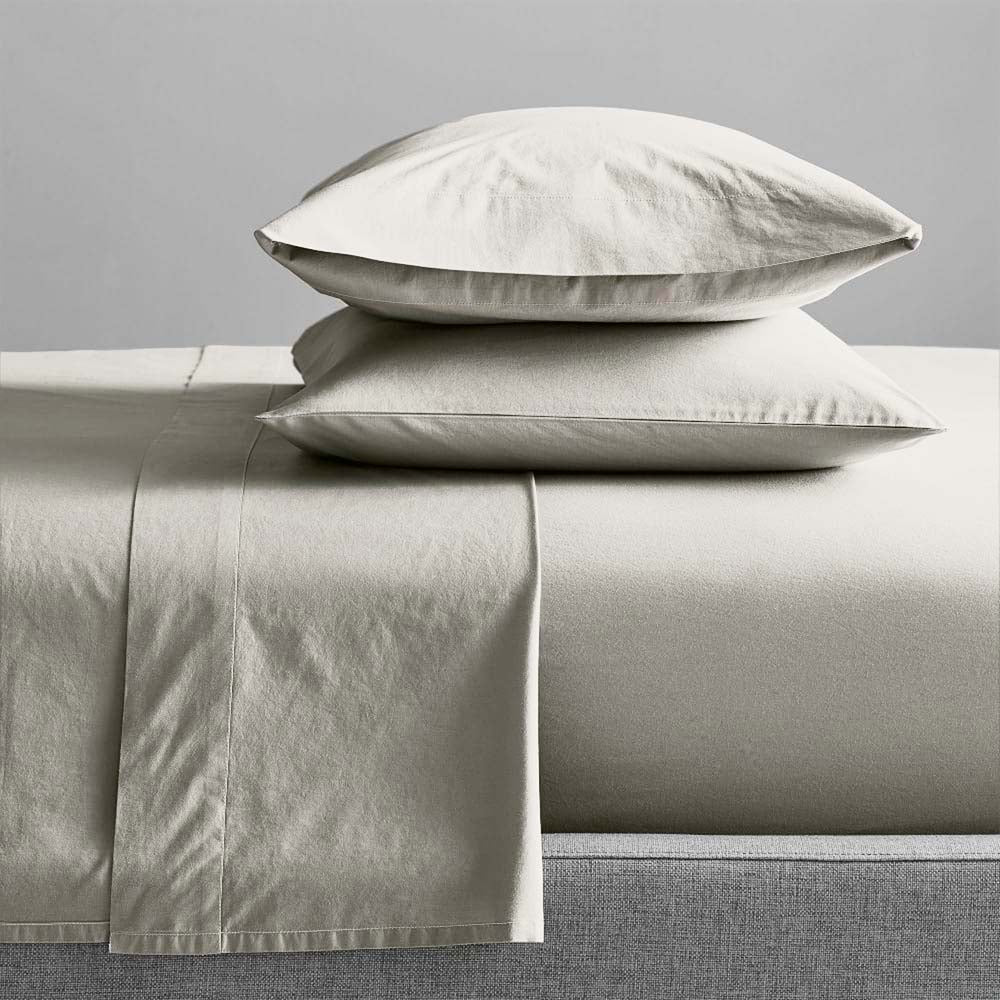 Premium 100% Organic Cotton Percale Bed Sheet Set with 300 Thread Count in Moonbeam Color for Split Queen Beds