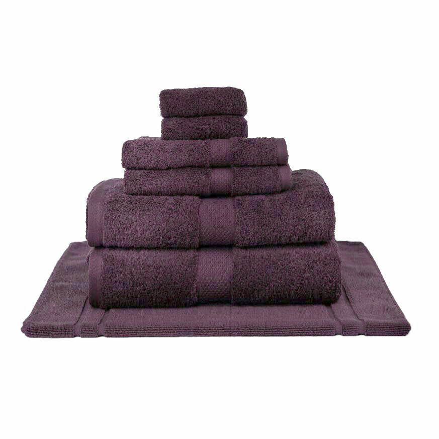 Luxurious 100% Combed Cotton 7pc Aubergine Bath Sheet Towel Set