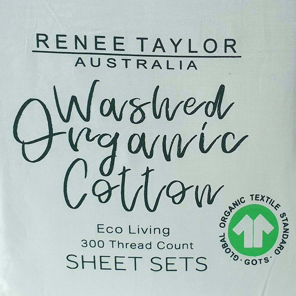 100% Organic Cotton Percale Bed Sheet Set with 300 Thread Count in Sage Color for Split King Bed