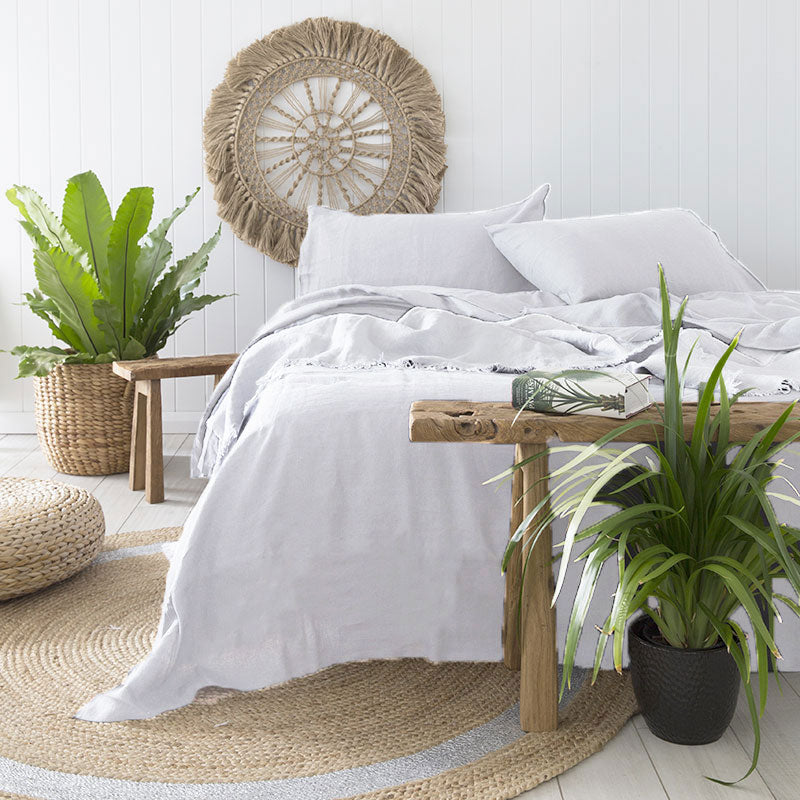 Queen 50cm 100% Linen Sheet Set in Elegant Ivory White