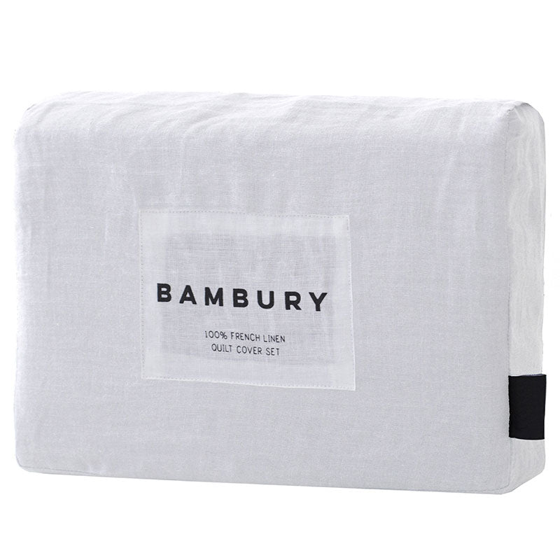 Luxury 100% Linen Ivory White Queen Bed Quilt Cover Set