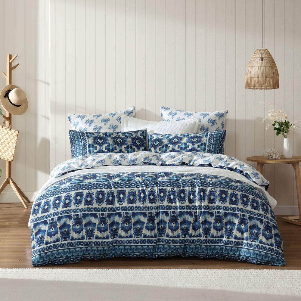 Logan and Mason Woolamai Blue Queen - Sized Bed Quilt Cover Set for a Serene Bedroom Decor