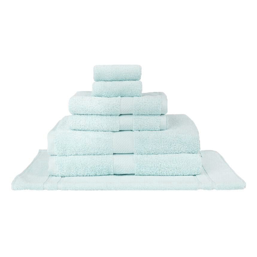 7-piece Set of Soft Aqua 100% Combed Cotton Bath Towels for Bathroom Refreshment