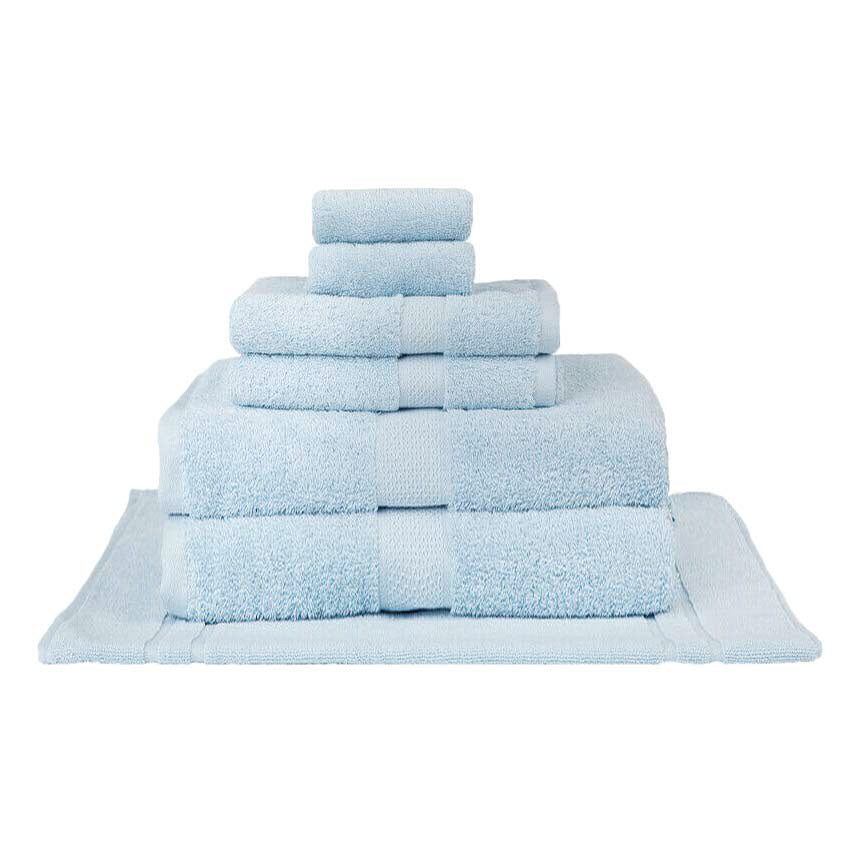 7-piece Luxury 100% Combed Cotton Bath Sheet Set in Baby Blue for Bathroom Decor