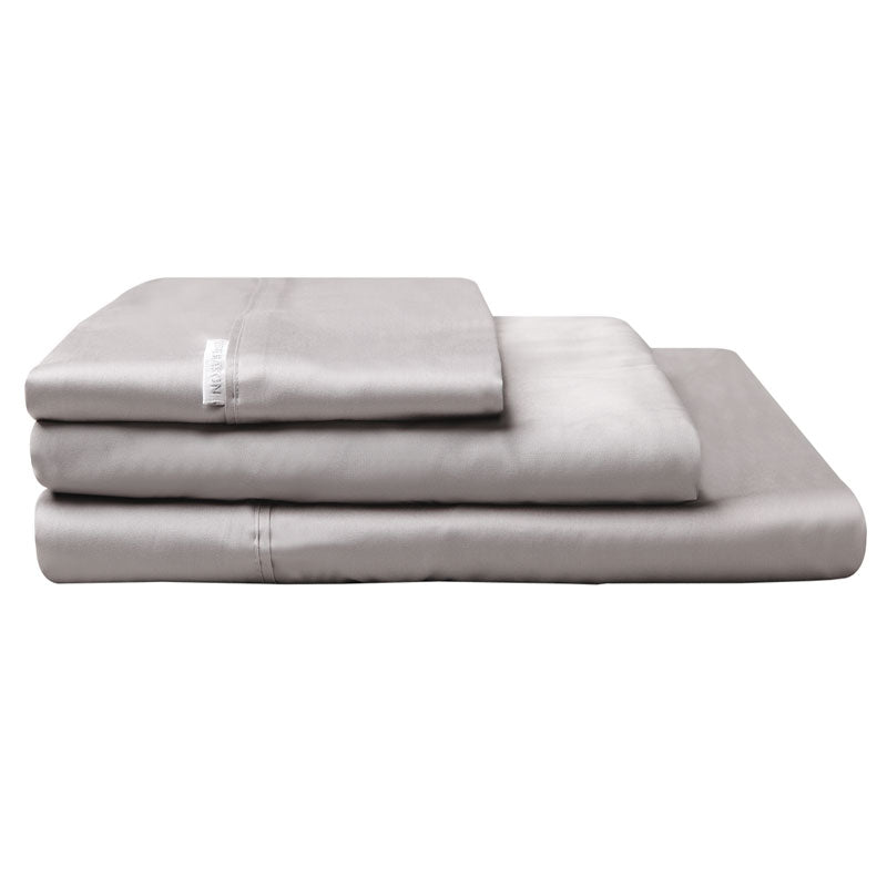 Single Bed 100% Egyptian Cotton Sateen Sheet Set with 400 Thread Count in Pewter Grey