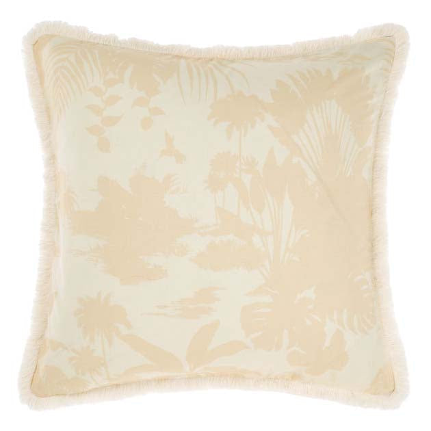 Alonna Sky European Pillowcase with Vintage Jungle Print and Cotton Fringing
