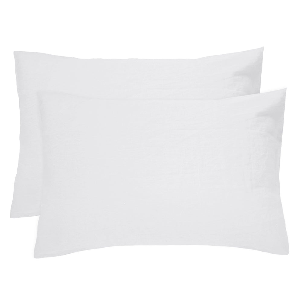 Two - Piece Set of 100% Linen Standard - Sized Pillowcases in Ivory - White Color