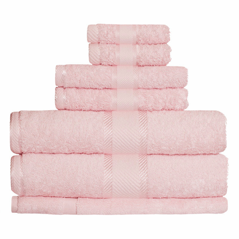 High - Quality 100% Combed Cotton Baby Pink 7 - Piece Bath Towel Set for Bathroom Upgrades