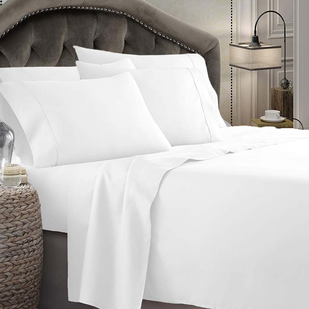 Luxurious 1800 Series King Bed Microfibre Sheet Set in Pure White