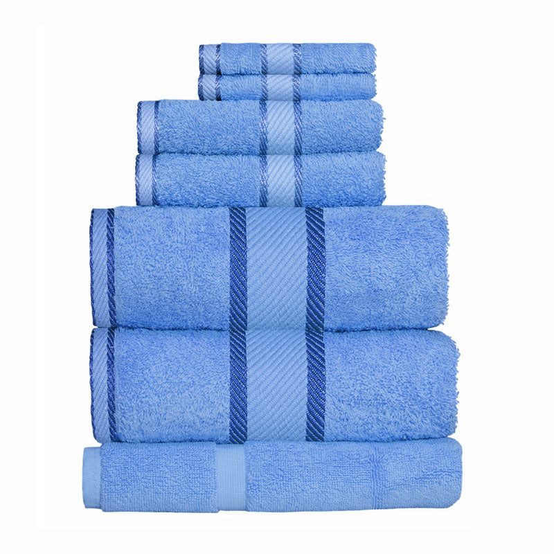 7-Piece Mid Blue 100% Combed Cotton Luxury Bath Sheet Set