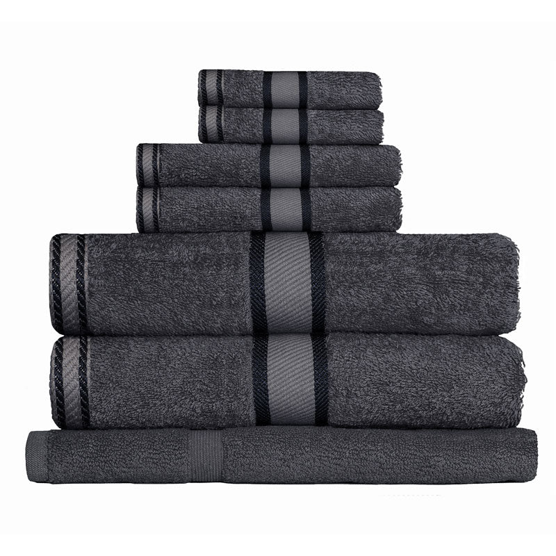 High - Quality 100% Cotton Charcoal 7 - Piece Luxury Bath Towel Set