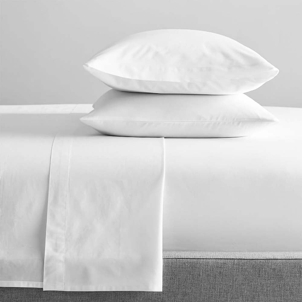 Premium 100% Organic Cotton Percale Bed Sheet Set with 300 Thread Count in White Color for Split King Size Beds
