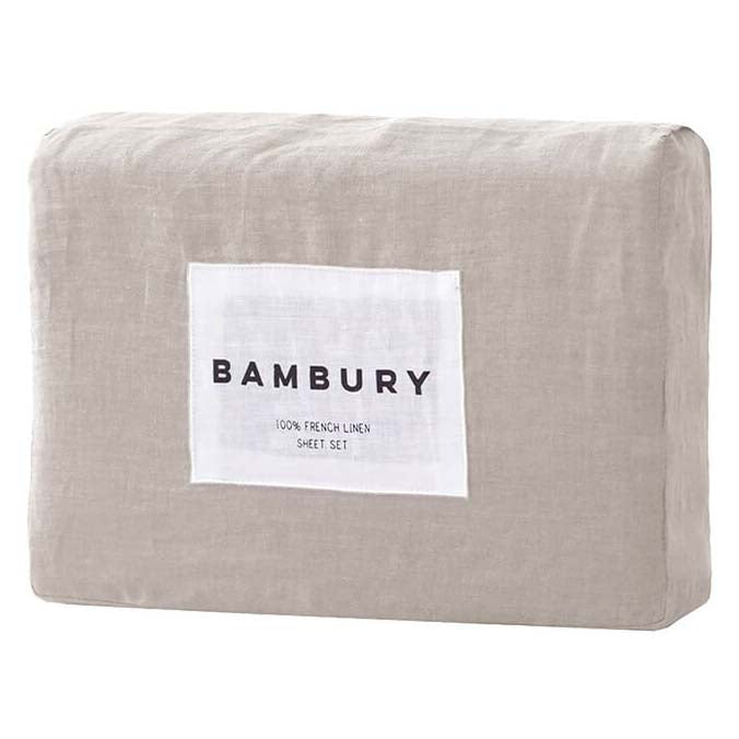 Premium 100% Linen Bed Sheet Set in Pebble Color for King-Size 50cm Bed