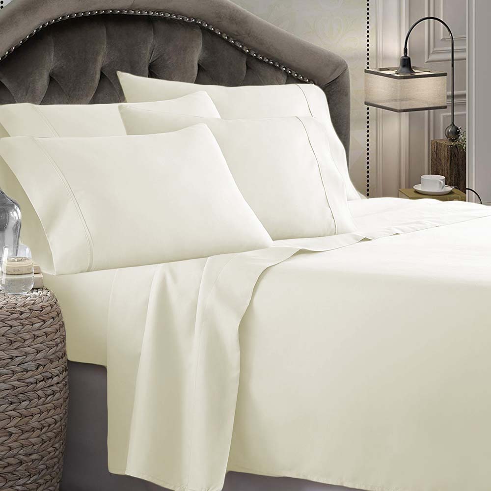 Ivory 1800 Series Super - Soft Microfibre Sheet Set for King Single Bed