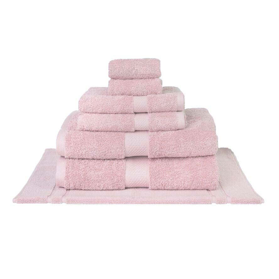 7-Piece Baby Pink Bath Sheet Set Made of 100% Combed Cotton