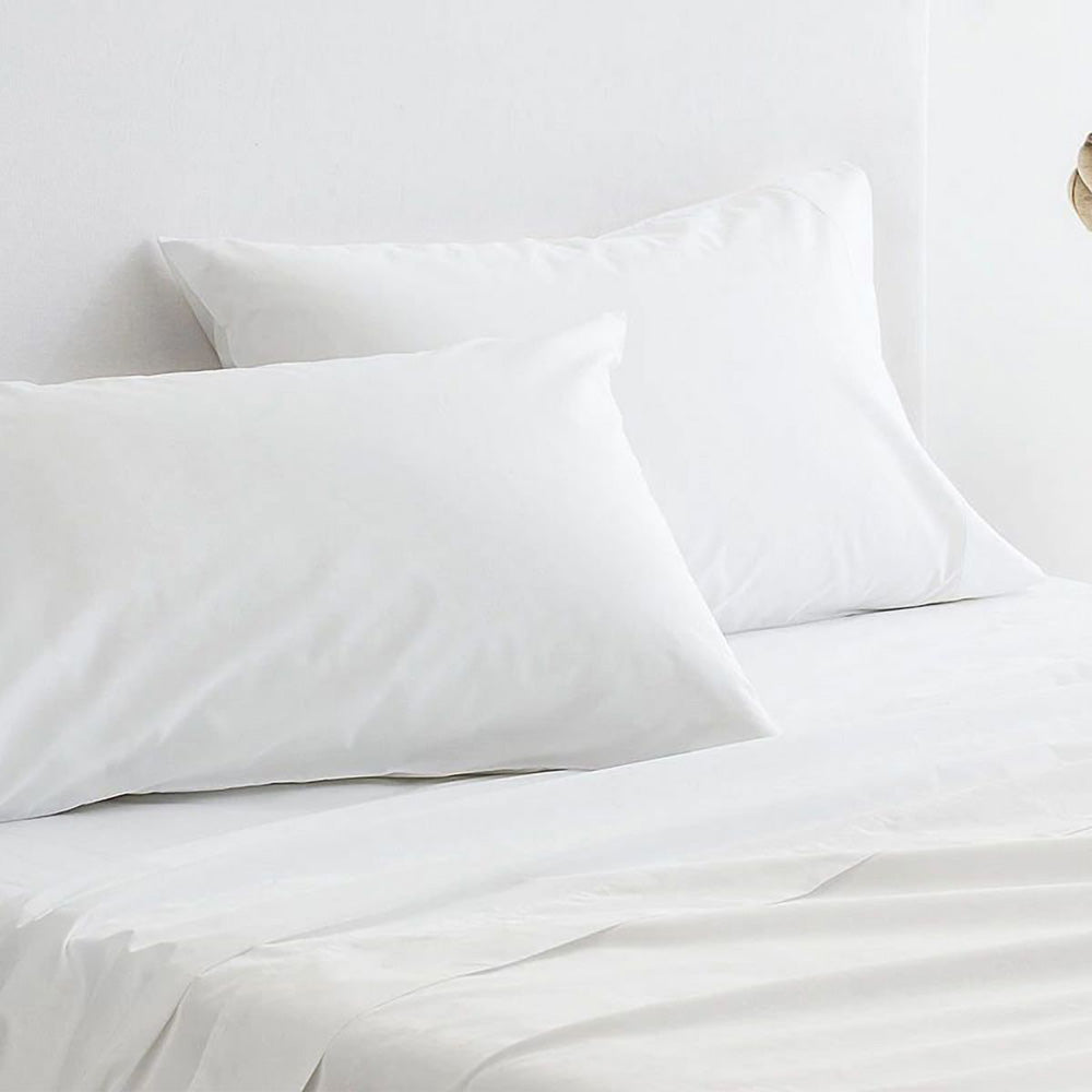 Sheridan 300 Thread Count Classic Percale Organic Cotton Snow Single Bed Sheet Set - Ideal for Comfortable Sleep