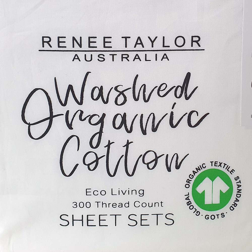 Premium 100% Organic Cotton Percale Bed Sheet Set with 300 Thread Count in White Color for Split King Size Beds