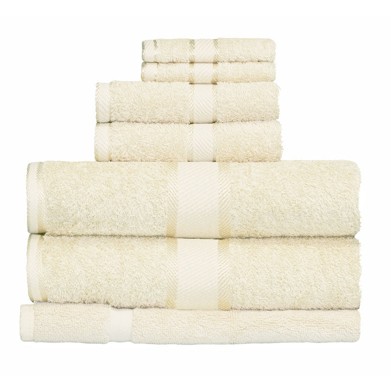 7-Piece Cream Bath Towel Set Made of 100% Premium Combed Cotton
