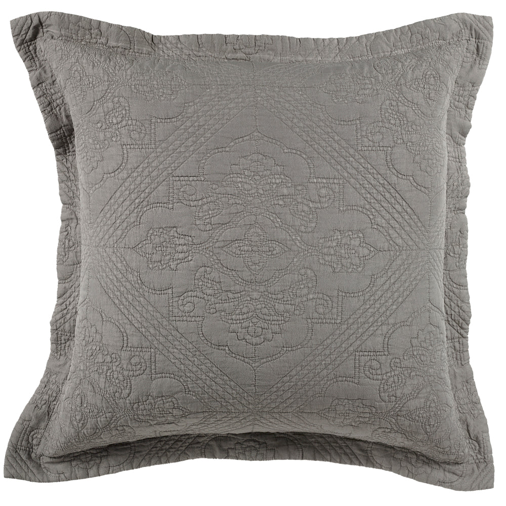 Zaria Taupe European-style Embroidered Pillowcase for Bed Decoration