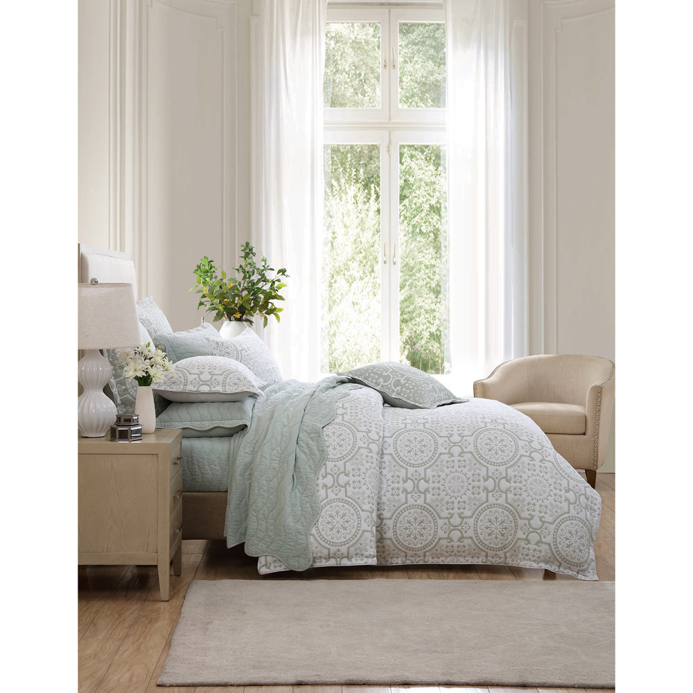 Luxurious Mayfair Sage King - Size Quilt Cover Set for a Refined Bedroom