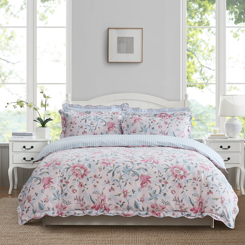 Laura Ashley Edita's Garden Blush Pink King-Size Quilt Cover Set