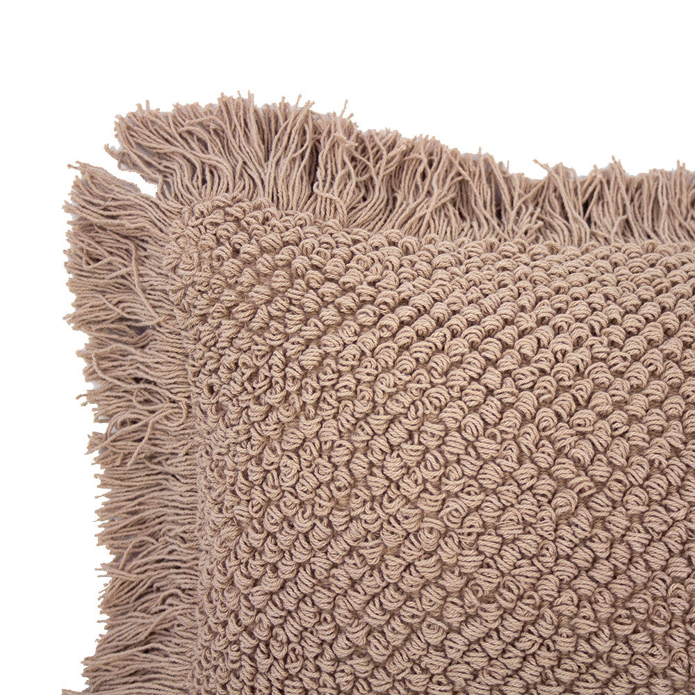 Bambury Watson Latte Rectangular Long - Filled Fringed Cushion