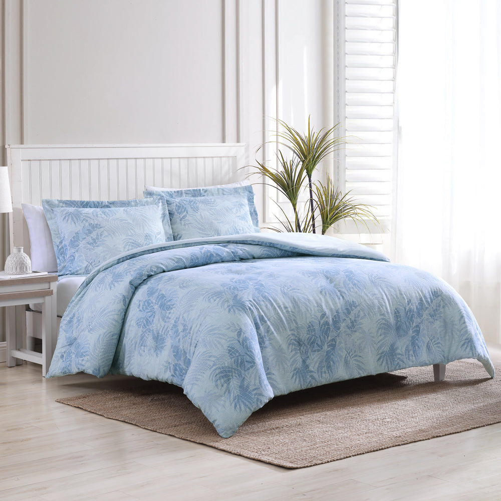 Tommy Bahama Luxury Hanalei Bay Blue Quilt Cover Set for Queen-Sized Bed